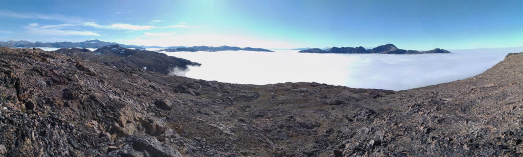 Panorama Alanngorsuaq fog in the morning
